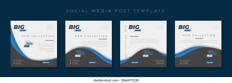 Conjunto de plantillas de publicación de medios sociales con un diseño ondulado de fondo. Buena plantilla para el diseño de anuncios en línea.