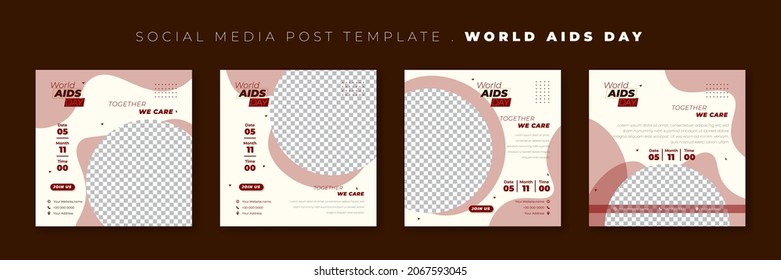 Set von Social Media-Post-Vorlage. Template Design des Welt Aids Day. Auch gute Vorlage für Online-Kampagnen-Design.