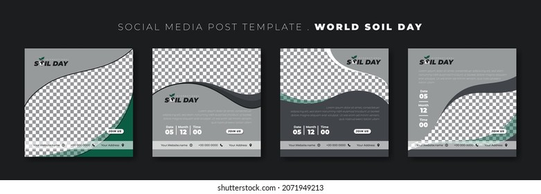 Set of social media post template with wavy background design. World Soil Day template design. Good template for online campaign design.