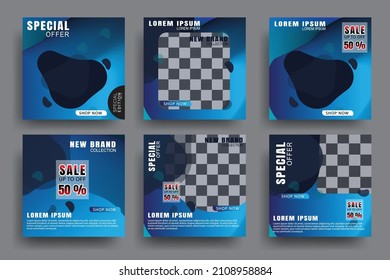 Set of social media post template for special offer. Digital banner, Poster, digital layout, web internet ads. Gradient square banner template. Design Template Vector. green color