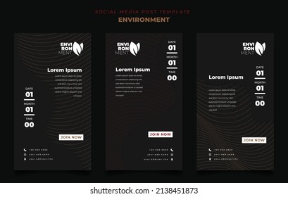 Set of social media post template in portrait background with red lines for environment design
