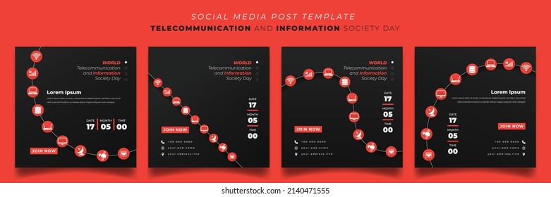 Conjunto de plantillas de publicación de medios sociales para telecomunicaciones y sociedad de la información en segundo plano