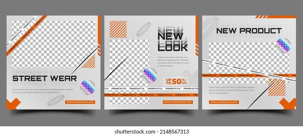 Set of Social media post template design for fashion promotion