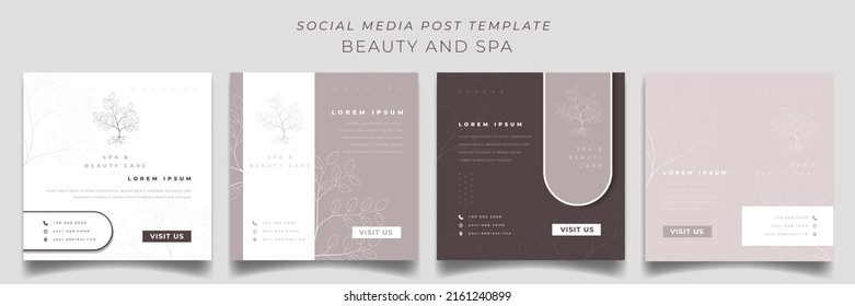 Set of social media post template in square background with luxury design for online advertisement