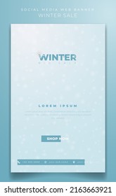 Set of social media post template with snowfall background for winter day sale design