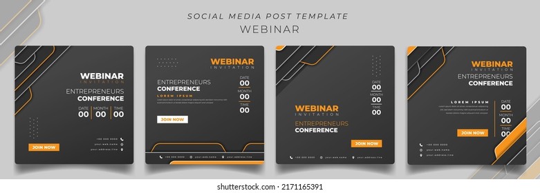 Set of social media post template in black yellow background for online advertising design