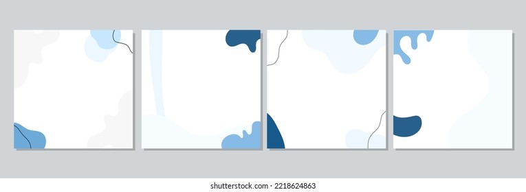 Set social media post template with wavy blue and scratch lines on white background suitable for promotion, sale, greeting card, invitation, and other.