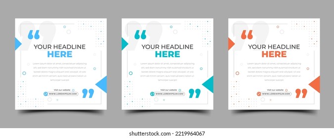 Set of Social media post template with abstract colorful shape illustration