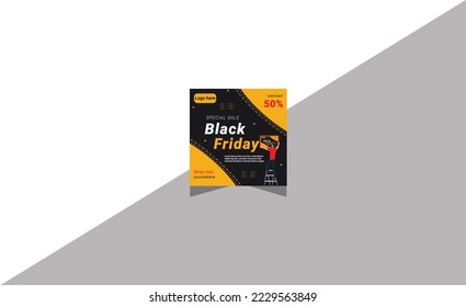 Set of social media post template in black friday