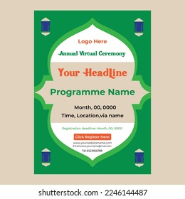 Set of social media post template in square background with simple ornament design for Eid Mubarak. Good template for islamic celebration design.