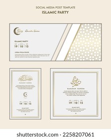 Conjunto de plantillas de publicaciones en medios sociales para ramadan kareem y Good for y good para otro partido islámico