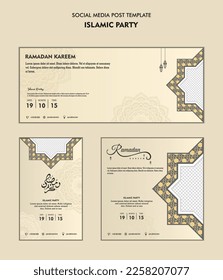Set of social media post template for ramadan kareem and Good for and good for another islamic party