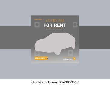 Conjunto de diseño de plantillas de publicación de medios sociales para alquiler de coches o autoservicios. Banner promocional moderno con lugar para la foto. Usable para medios sociales, banner y sitio web.