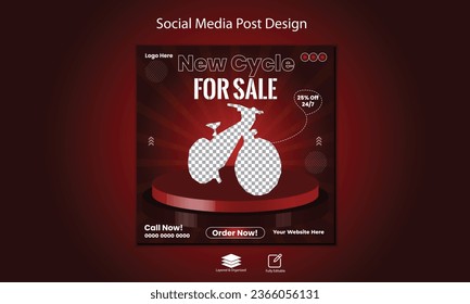 Set of social media post template in purple square background for world bicycle day design