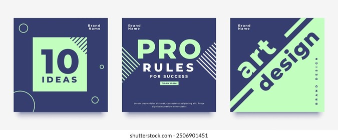 set of social media post template in abstract style vector