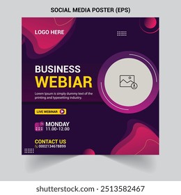 Set of social media post template for Business Webinar ,and social media Marketing Webinar, and seminars with  minimalist background.
new creative