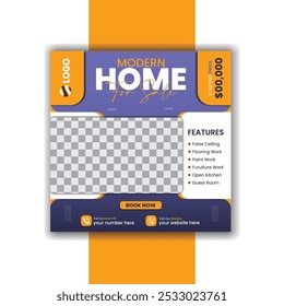 Set of Social media post template design for real estate, home, or other business promotion, Corporate vector home sale template design