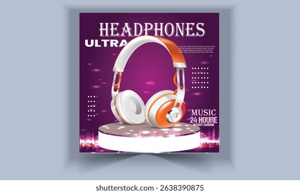 A Set of social media post template in square purple background with microphone for music day design,