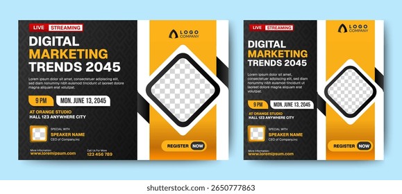 Conjunto de Plantilla de publicación de redes sociales para seminario web de negocios, seminario web de marketing, educación en línea y otros seminarios. fondo