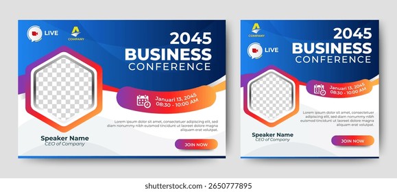 Set of social media post template for Business webinar, Marketing Webinar, Online education and other seminars. background
