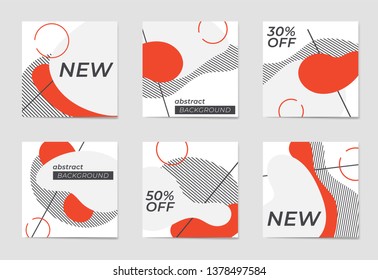 A set of social media post templates. For personal and business accounts.A set of abstract backgrounds with geometric elements and patterns in three colors. Promotion Brand Fashion. Stories. Streaming