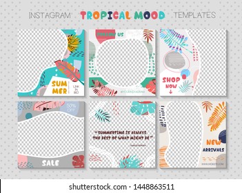 Set Of Social Media Post Templates. Summer Concept.