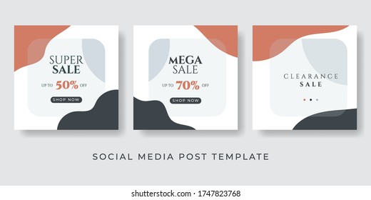 Set of social media post templates in warm color of the earth tone. Fashion and lifestyle blog templates, web banners, brochure designs. Background with copy space for text and images.