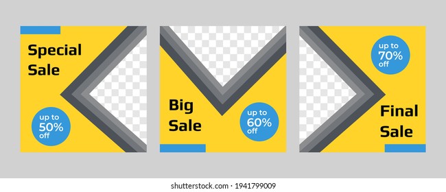 Set of social media post templates with a nice sharp line style. Suitable for social media, promotion, advertising, etc.