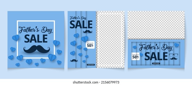 set of social media post templates for digital marketing and sales promotion for father's day