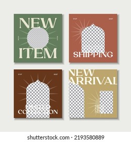 Set of social media post templates for special offers, new arrival,  flash sale, Digital banner, Poster, and digital layouts. Vector illustration