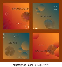 conjunto de plantillas de publicaciones en redes sociales con fondo de degradado naranja y azul. diseño cuadrado