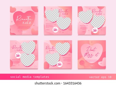 Set of Social Media post valentine day promotion with modern background