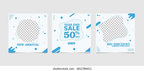 Set social media post and web internet ads minimal square banner template. Poster, Banner, Blue background color