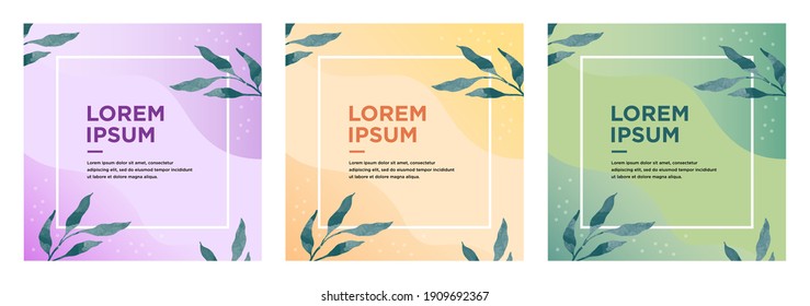 Set of social media post and web internet ads design templates. Abstract creative backgrounds in minimal trendy style with copy space.