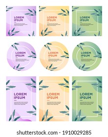 Set of social media post and web internet ads design templates. Abstract creative backgrounds in minimal trendy style with copy space.