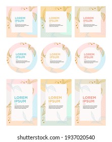 Set of social media post and web internet ads design templates. Abstract creative backgrounds in minimal trendy style with copy space.	
