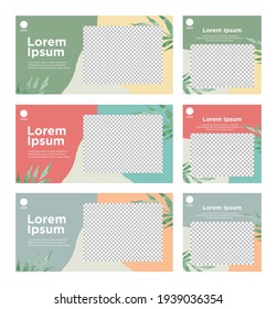 Conjunto de plantillas de diseño de publicaciones en redes sociales y anuncios en Internet. Resumen de antecedentes creativos en un estilo minimalista a la moda con espacio para copiar.	