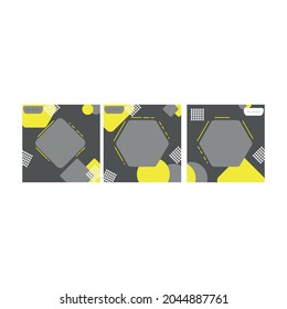 Set Of Social Media Posts With Grey And Yellow Color. Completely Editable Social Media Posts Templates For Corporate Sector. Fashion Social Media Posts, Banner, Flyer, Poster Template 