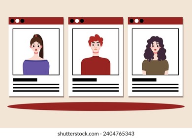 Set of social media profile pictures. Flat design. Vector illustration.