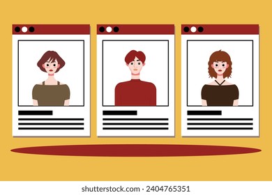 Set of social media profile pictures. Flat design. Vector illustration.