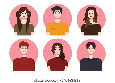 Set of social media profile templates with people avatars. Vector illustration