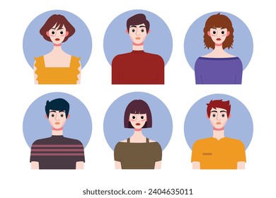 Set of social media profile templates with people avatars. Vector illustration
