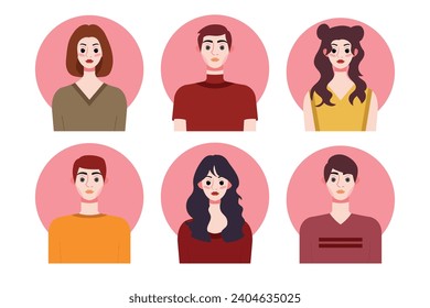 Set of social media profile templates with people avatars. Vector illustration