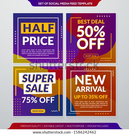set of social media promotion post template design with modern concept and abstract style