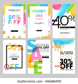 Set of social media sale banners template. Hand drawn vector illustrations for website and mobile website banners, posters, email and newsletter designs, ads, promotional material.