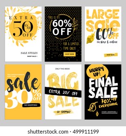 Set of social media sale banners, and ads web templates. Vector illustrations of season online shopping website and mobile website banners, posters, email and newsletter designs, ads, coupons.