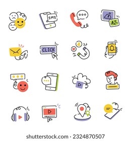 Set of Social Media Sketchy Icons 

