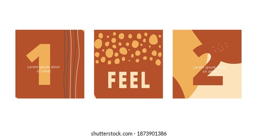 Set of social media square template post design . Trendy layout for promotion. Mockup for blog. Boho style abstract backgrounds vector illustration for card, poster