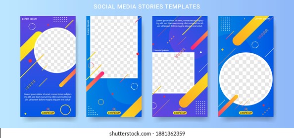 Set of social media stories banner geomatric