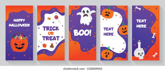 Set of Social Media stories Halloween banner background template with abstract shape